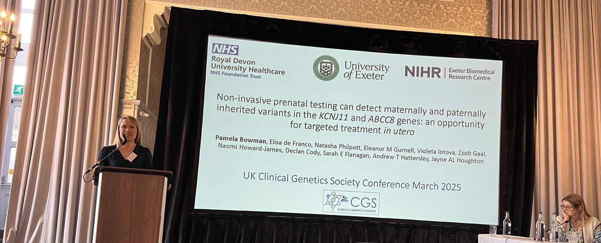 SureshSomarathi's tweet image. Pamela Brown discussing NIPT to detect parental variants in KCNJ11 and ABCC8 genes providing an opportunity for in utero targeted treatment #CGS2025 @Clingensoc