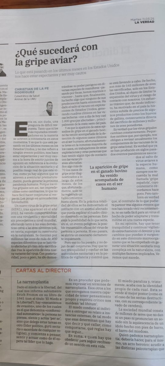 Christian de la Fe (@health_sherlock) on Twitter photo Aquí os dejo mi colaboración habitual en <a href="/laverdad_es/">laverdad_es</a>
Que pasará con la gripe aviar?
<a href="/UMU/">Universidad Murcia</a> <a href="/UMUdivulga/">UMU Divulga</a> <a href="/colvetmur/">@ColVetMur</a> Aquí os dejo mi colaboración habitual en <a href="/laverdad_es/">laverdad_es</a>
Que pasará con la gripe aviar?
<a href="/UMU/">Universidad Murcia</a> <a href="/UMUdivulga/">UMU Divulga</a> <a href="/colvetmur/">@ColVetMur</a>