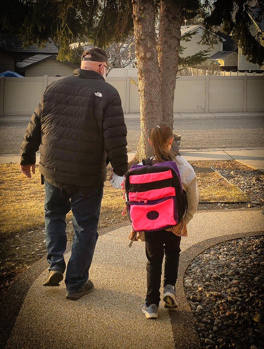 The next generation on the way to school.  Our President Perry K. Jones and his wonderful granddaughter.