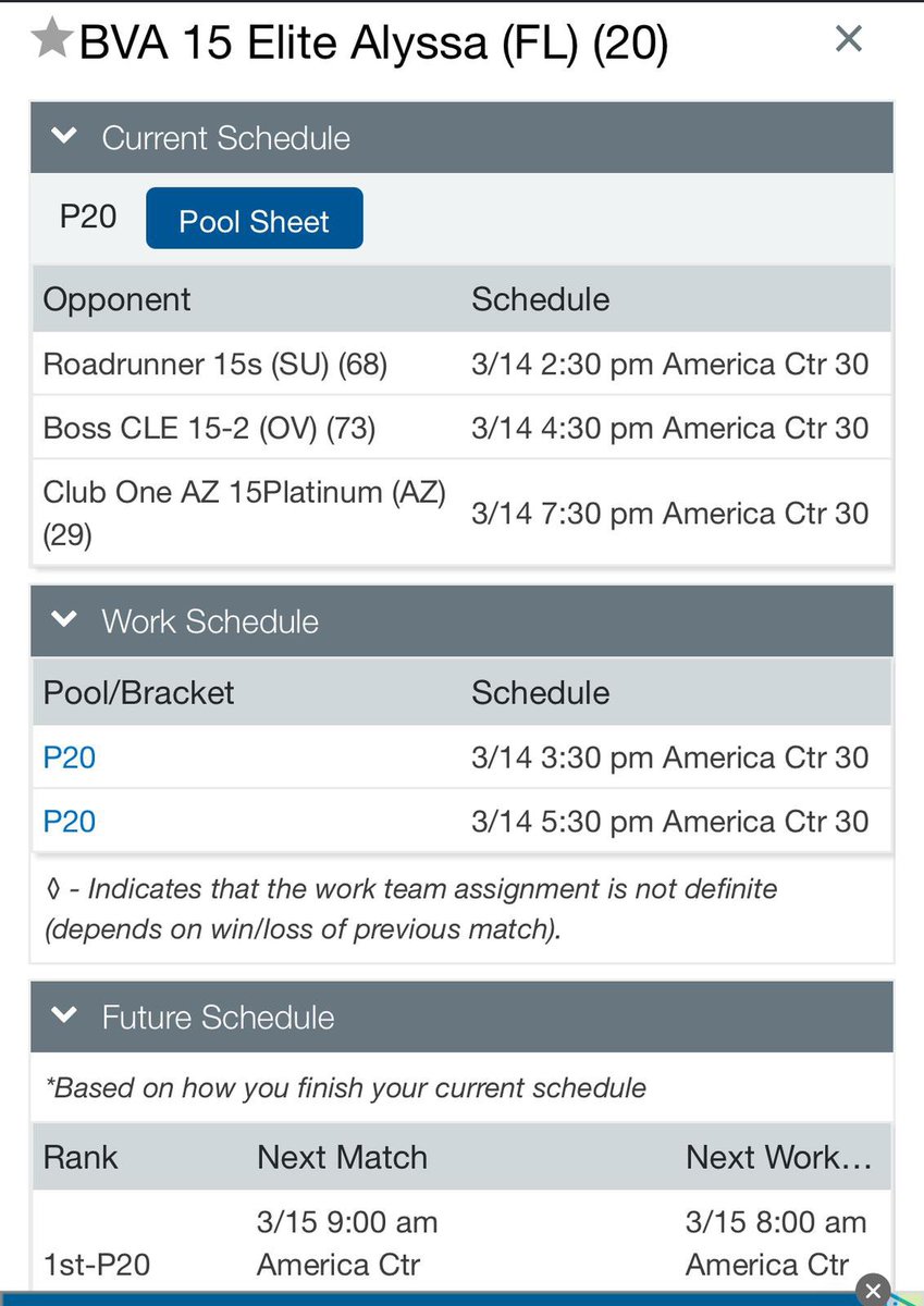 Sienna (Sisi) Weiss (@siennaweissvb28) on Twitter photo Excited to compete this weekend at the MEQ in St. Louis. Here is our Day 1 Schedule on Court 30. #6
<a href="/BoomersVB/">Boomers Volleyball</a> Excited to compete this weekend at the MEQ in St. Louis. Here is our Day 1 Schedule on Court 30. #6
<a href="/BoomersVB/">Boomers Volleyball</a>