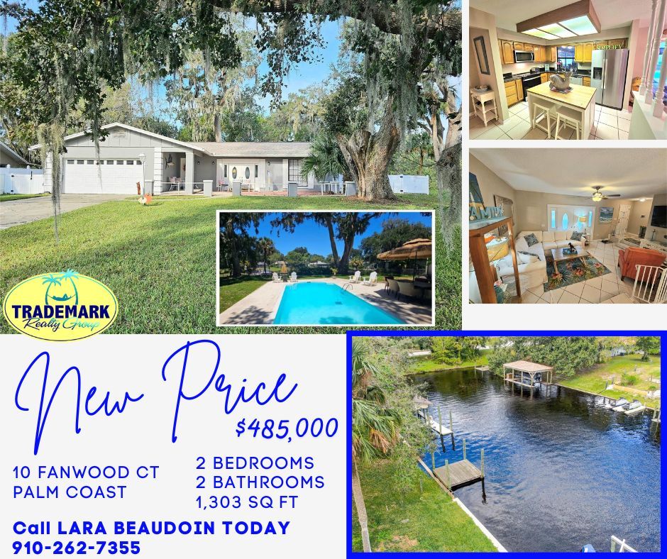 🌟RECENTLY REDUCED TO $485,000🌟
📍10 FANWOOD COURT, PALM COAST 
WATERFRONT, Saltwater POOL home With NO Flood Insurance Needed!!
Only A Short Ride To The Intracoastal Waterway 
For More Information, ☎️ 910-262-7355 Or Visit 👉 buff.ly/RnbqoYc