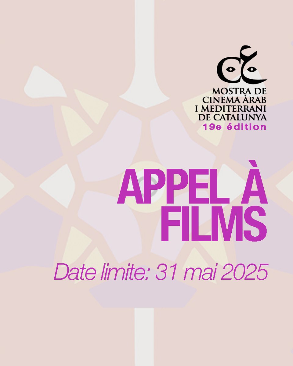 📢 Call for entries! We are open for submissions!

 📽️ 19th Arab and Mediterranean Film Festival of Catalonia

 🧡 We are launching a feature film competition:
· Best Documentary
· Best Fiction
· Audience Award

👉 Until 31st May | Till 31st May

mostracinearab.com/convocatoria-c…