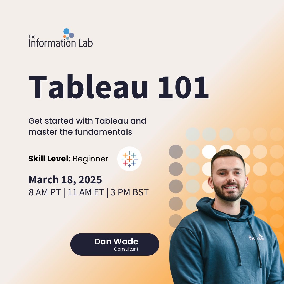 Next Tuesday, I'm delivering a FREE Tableau 101 webinar

My X audience is probably the wrong crowd for this, but do share this with a friend that wants to learn the basics of Tableau 💫
 
📅 March 18 
 📍 Online
 🔗 Register here: lnkd.in/efdAW6Cz