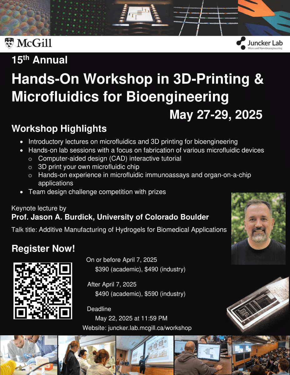 Juncker Lab (@junckerlab) on Twitter photo We are beyond excited to welcome Prof. Jason A. Burdick <a href="/BurdickLab/">BurdickLab</a> from <a href="/CUBoulder/">CU Boulder π¦¬</a> as the keynote speaker for the 15th Annual Hands-on Workshop in 3D Printing and Microfluidics for Bioengineering! We are beyond excited to welcome Prof. Jason A. Burdick <a href="/BurdickLab/">BurdickLab</a> from <a href="/CUBoulder/">CU Boulder π¦¬</a> as the keynote speaker for the 15th Annual Hands-on Workshop in 3D Printing and Microfluidics for Bioengineering!