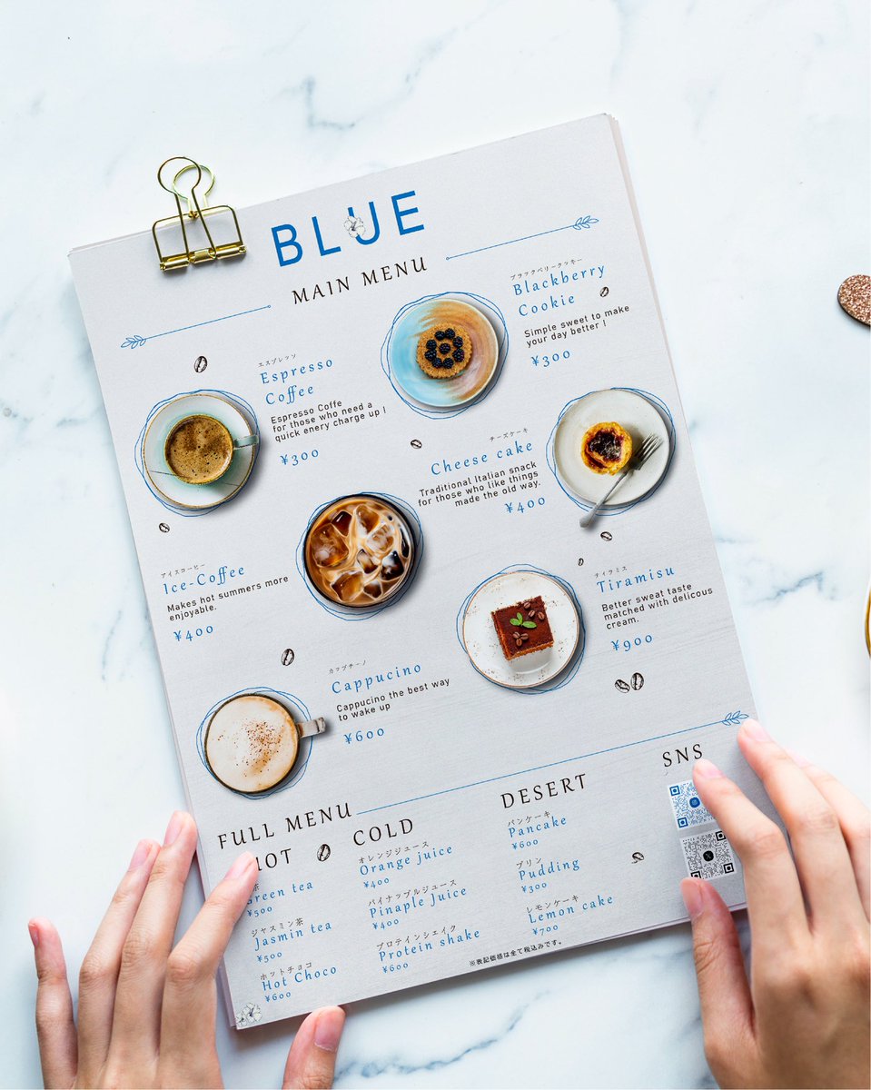 DesignLinkJP's tweet image. こんにちは、Soraです！
100日間デザインチャレンジの1日目！

今日はオリジナルのカフェメニューをデザインしました！気に入ってもらえたら嬉しいです☕✨

同じようなデザインや私の作品に興味がある方は、お気軽にDMしてください！…