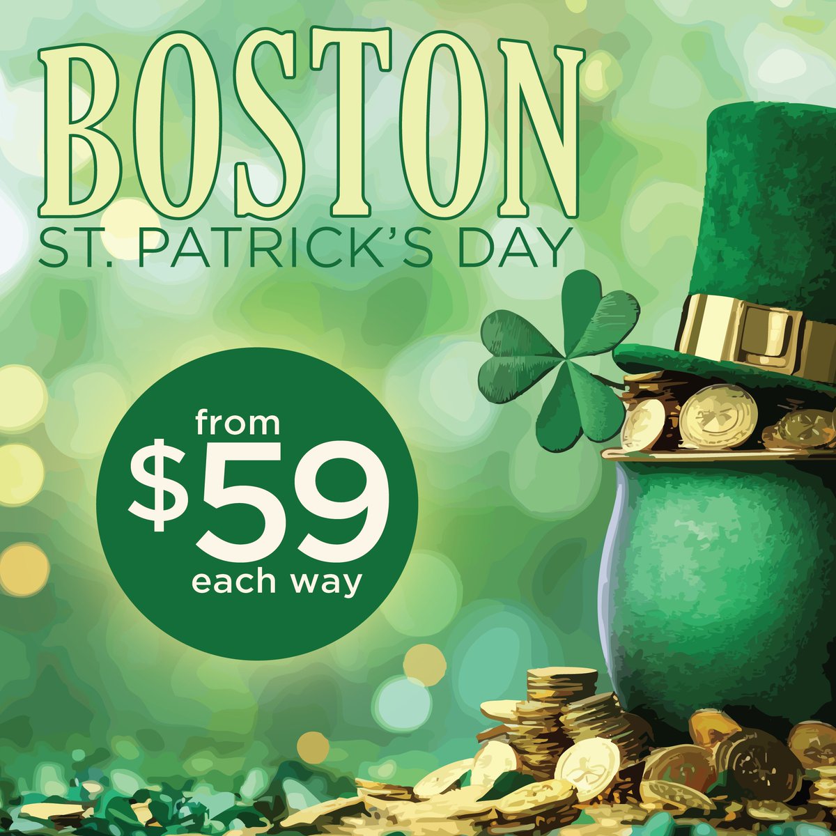 Save some green when you celebrate the green at the greatest St. Paddy's Day parade. For the month of March, fares to Boston start as low as $59 one way! 🍀🌈
.
.
#flycapeair #faresale #Boston #stpatricksday #CapeAir