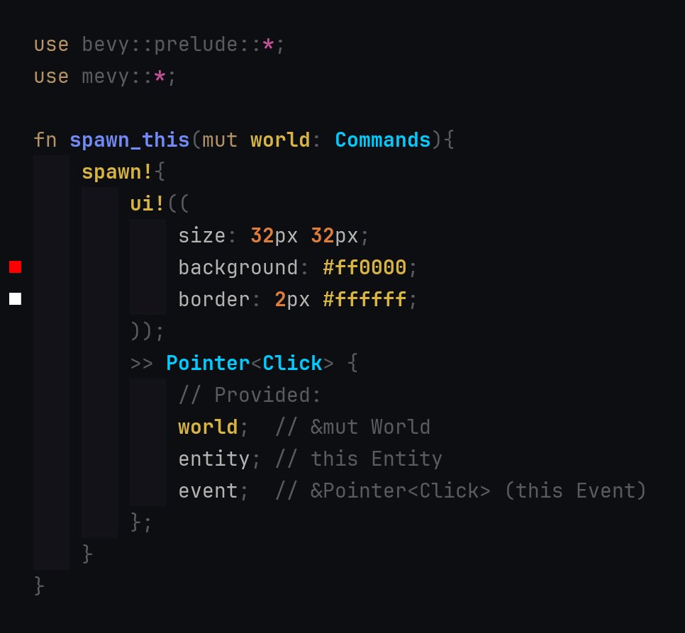 dekirisu's tweet image. Here's another shortcut of mevy I haven't posted about:  
🦊 '>>' observes an event and queues a closure command 
🐿️ ..which means a short syntax for 'on event' 'World' mutation
🦊 github.com/dekirisu/mevy
#bevyengine #rustlang #gamedev
