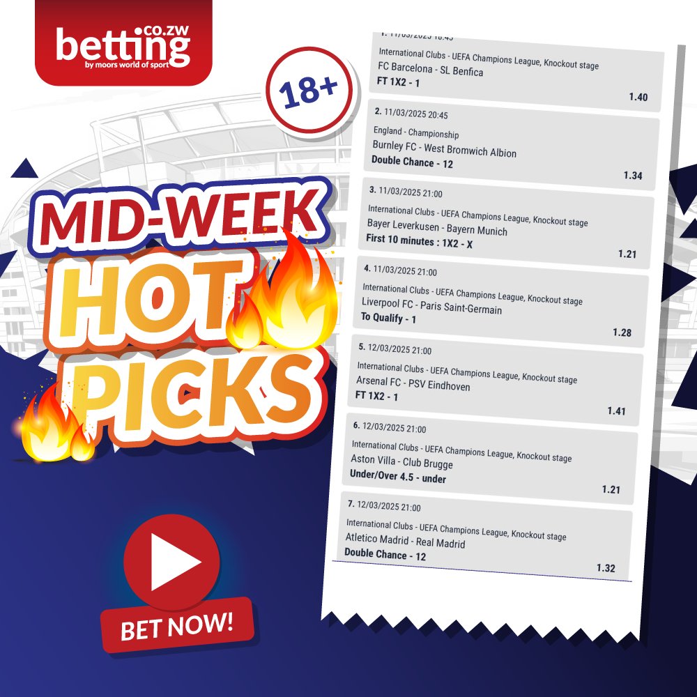 Midweek Hot Picks🔥🔥
Predict which selections will Break The Ticket
🔟random accounts with correct prediction to WIN #freebet worth $5💸💸
Comment with your prediction and MWOS ID
Be sure to Like, Comment and Repost ‼️
#MWOSMakesWinners 
#TheHomeOfSportsBetting