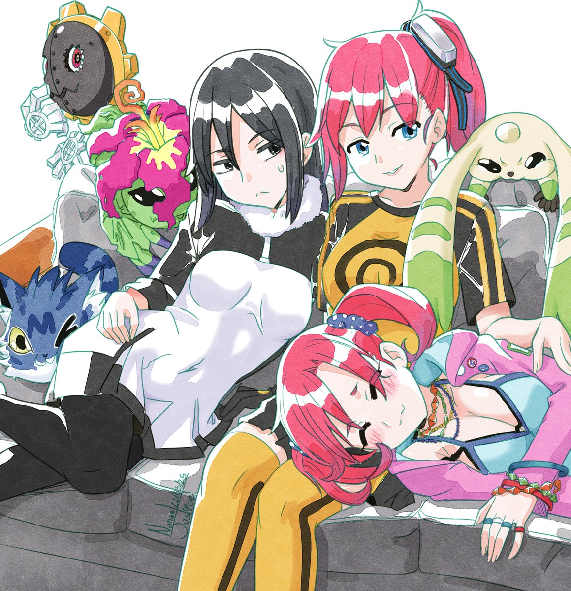 NanaelJustice's tweet image. To commemorate the 10 years of Cyber Sleuth I drew my favorite characters from the game!
 
#Digimon #サイスル