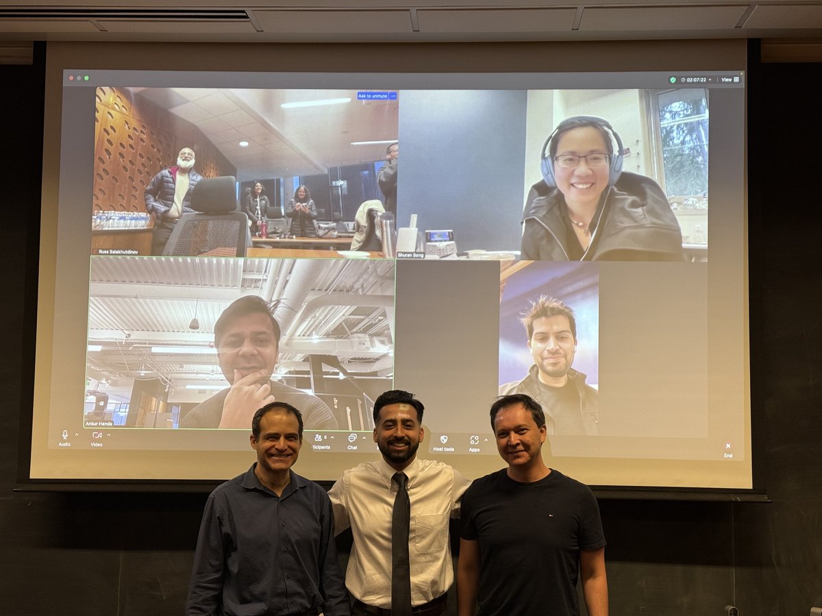 Murtaza Dalal (@mihdalal) on Twitter photo Excited to share that I have successfully defended my PhD! I am officially Dr. Murtaza Dalal :)
It has been an amazing journey over the last 4.5 years, and it would not have been possible without the amazing support and mentorship of my advisor <a href="/rsalakhu/">Russ Salakhutdinov</a> as well as <a href="/pathak2206/">Deepak Pathak</a>! Excited to share that I have successfully defended my PhD! I am officially Dr. Murtaza Dalal :)
It has been an amazing journey over the last 4.5 years, and it would not have been possible without the amazing support and mentorship of my advisor <a href="/rsalakhu/">Russ Salakhutdinov</a> as well as <a href="/pathak2206/">Deepak Pathak</a>!