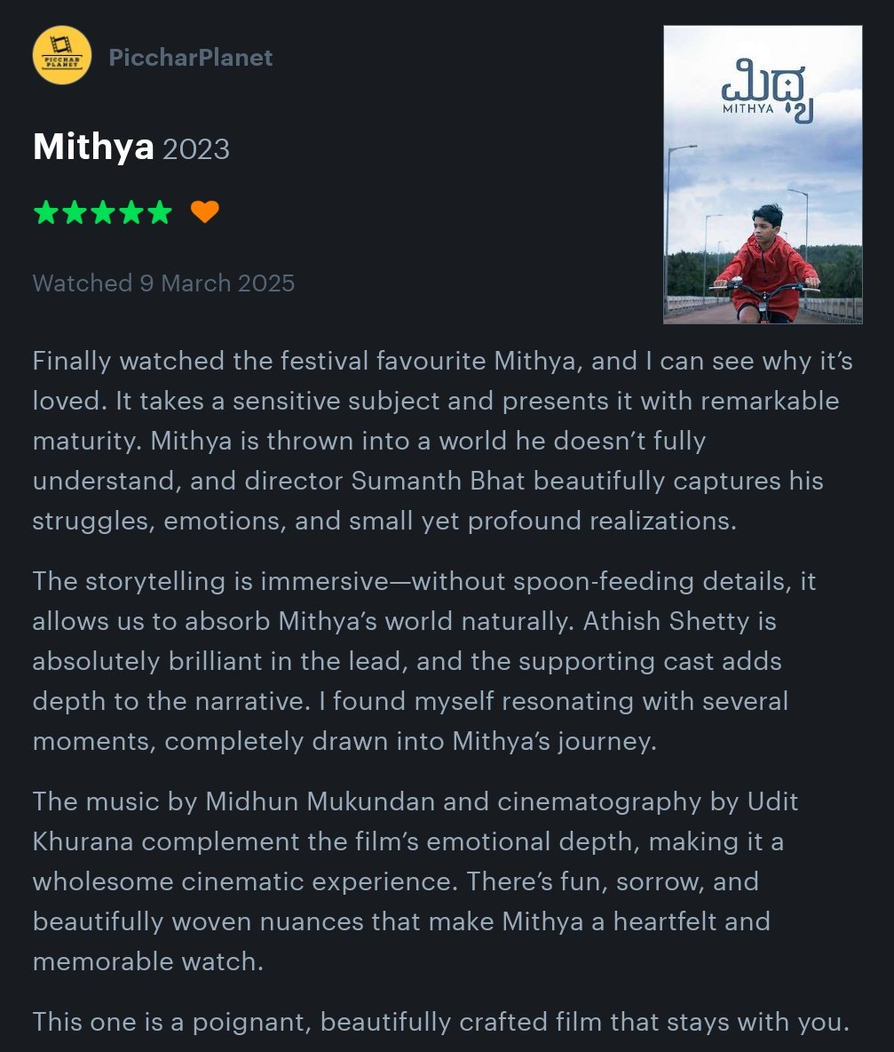 PiccharPlanet's tweet image. #Mithya is a poignant, beautifully crafted film that stays with you! #SumanthBhat 

@ParamvahStudios @rakshitshetty #Kannada #piccharplanet