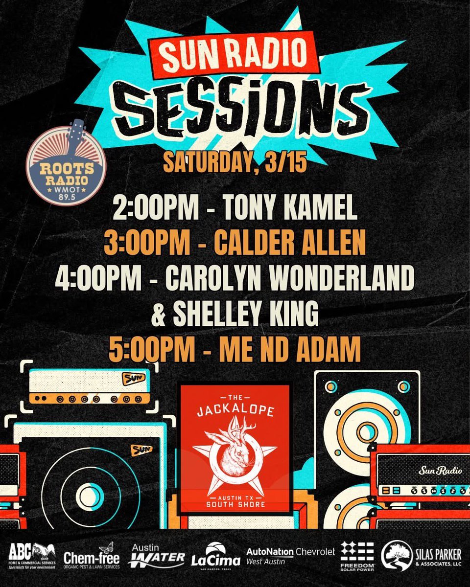 Lookin to get out this week?!? Join us for our Sun Radio Sessions! Get yer tickets now! All benefits for <a href="/SunRadioTX/">Sun Radio</a> Foundation.

Tix 👉 sunradio.com/sessions/