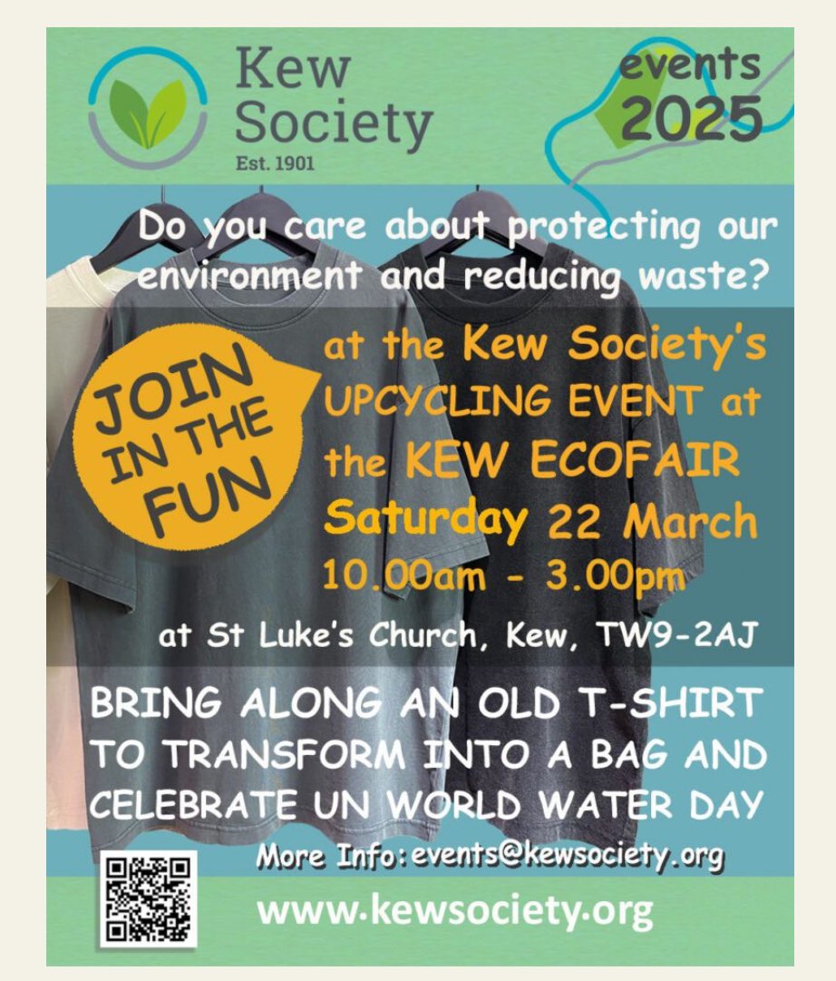 Kew EcoFair (@kewecofair) on Twitter photo 👕 UPCYCLING AT KEW ECOFAIR ♻️
We are delighted that <a href="/kewsociety/">The Kew Society Est. 1901</a> are joining us this year - helping you to turn your old T-shirt into a bag! 👜
Bring a T-shirt along, and join in the fun! 🤩
kewsociety.org/events/join-th… 👕 UPCYCLING AT KEW ECOFAIR ♻️
We are delighted that <a href="/kewsociety/">The Kew Society Est. 1901</a> are joining us this year - helping you to turn your old T-shirt into a bag! 👜
Bring a T-shirt along, and join in the fun! 🤩
kewsociety.org/events/join-th…