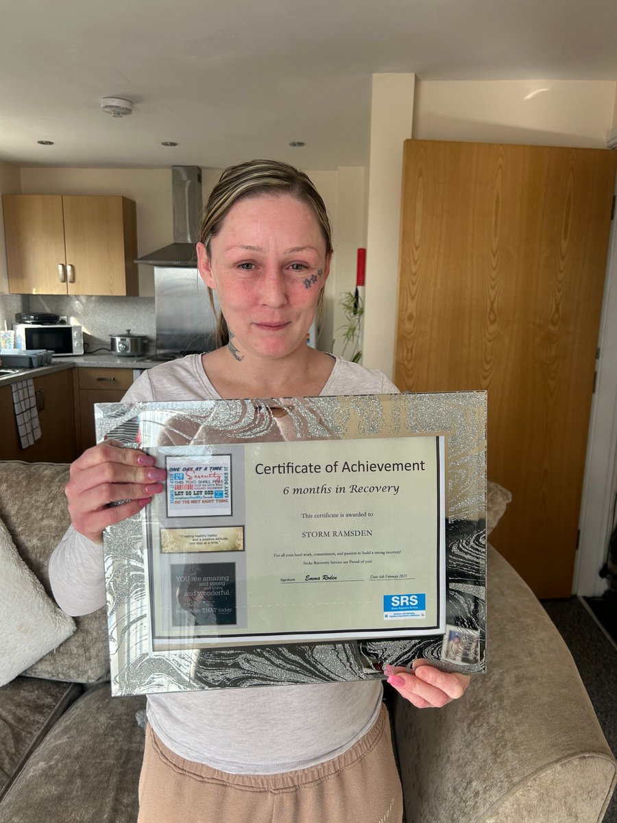 Huge well done to Storm for completing 6 months in recovery with the Stoke Recovery Service!👏

From Homelessness Accommodation to successfully sustaining her tenancy at Furlong Court...we’re all so proud of her journey! 🌟

Stay tuned for her interview later this week 👀