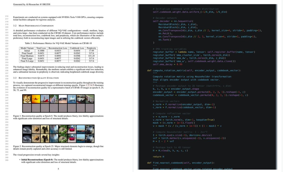 huang_chao4969's tweet image. 🚀 Thrilled to launch our PhD-level agent: AI-Researcher! 🎓 Exploring Innovation Capabilities of LLM Agents 🔍
The complete source code 💻 and papers 📝 generated by AI-Researcher are now available at: github.com/HKUDS/AI-Resea…
"From Concept to Publication" 🚀
This fully…
