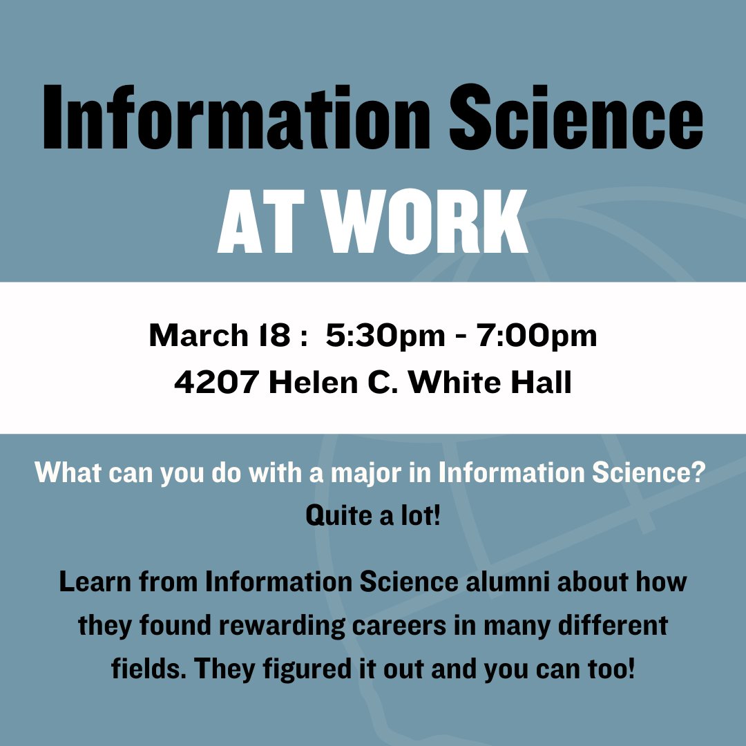 What can you do with a major in Information Science? Quite a lot! Learn from Information Science alumni about how they found rewarding careers in many different fields. They figured it out and you can too!

Register here 👉 go.wisc.edu/jw99c7

#uwmadison #successworks