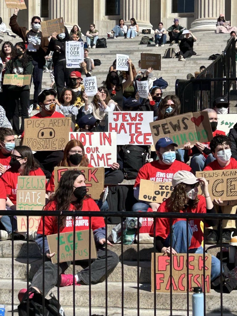 BREAKING: Jewish Students Rally Against ICE at Columbia University

A group of Jewish students have gathered at Columbia University’s Low Steps to protest ICE’s presence on campus following the arrest of Palestinian student-activist Mahmoud Khalil on Saturday. They held signs