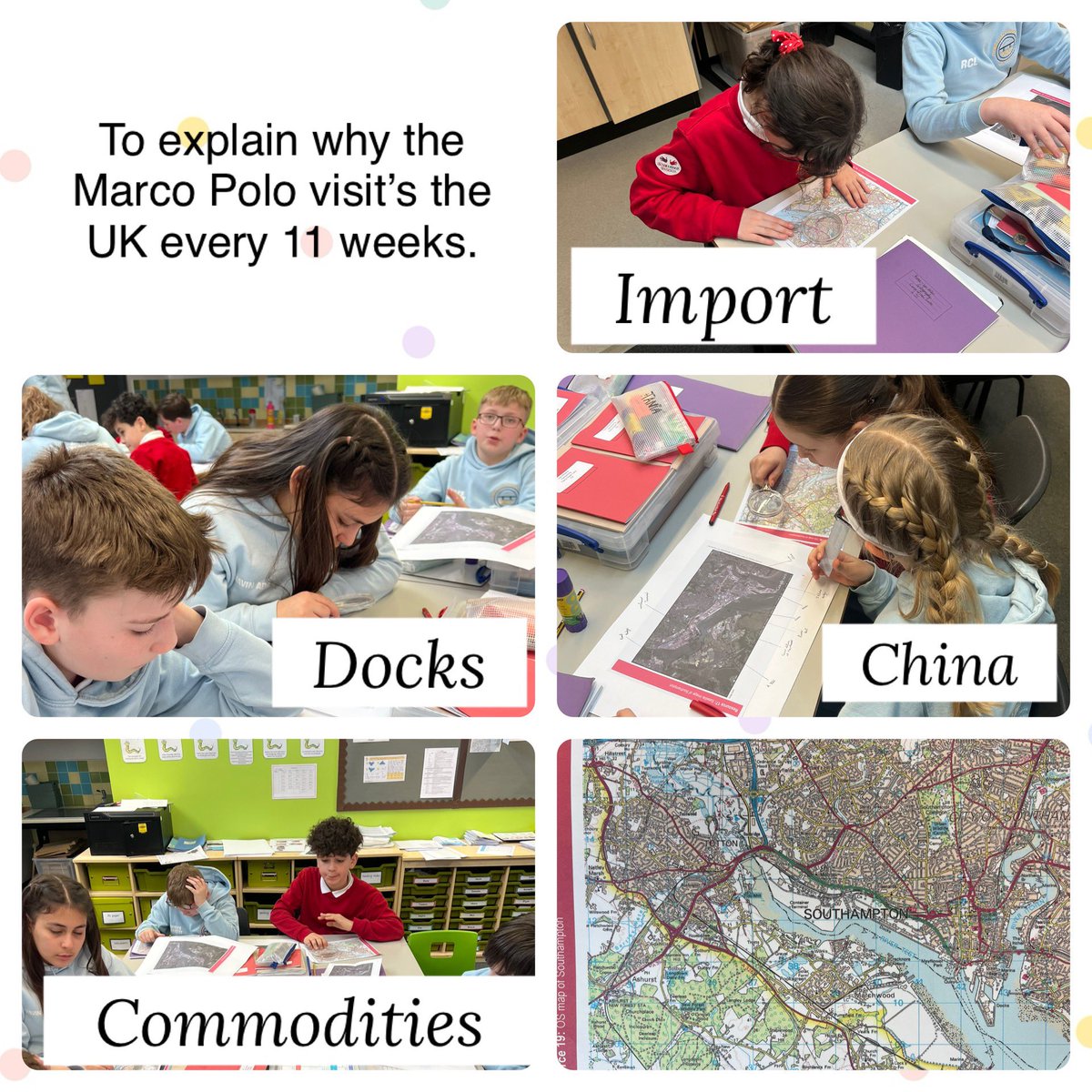Working hard in Geography this afternoon and using our map reading skills to identify specific physical features around Southampton.