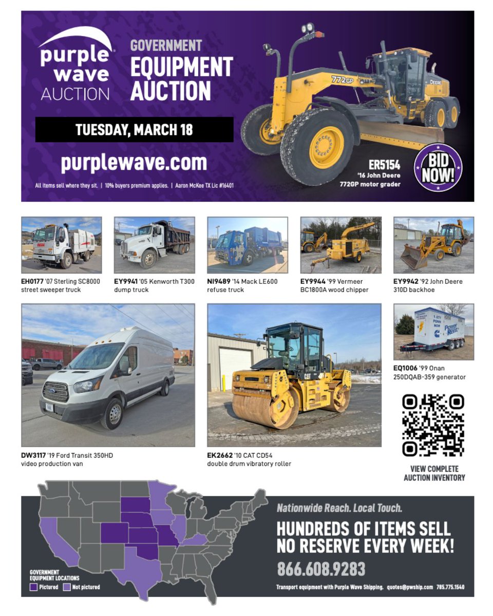 Over 200 government-owned assets sell with no reserves on Tuesday, March 18th! From vehicles to heavy equipment, this auction is packed with the tools and machinery you need. Bid now and get ready to add to your fleet!
bit.ly/4krBzsB