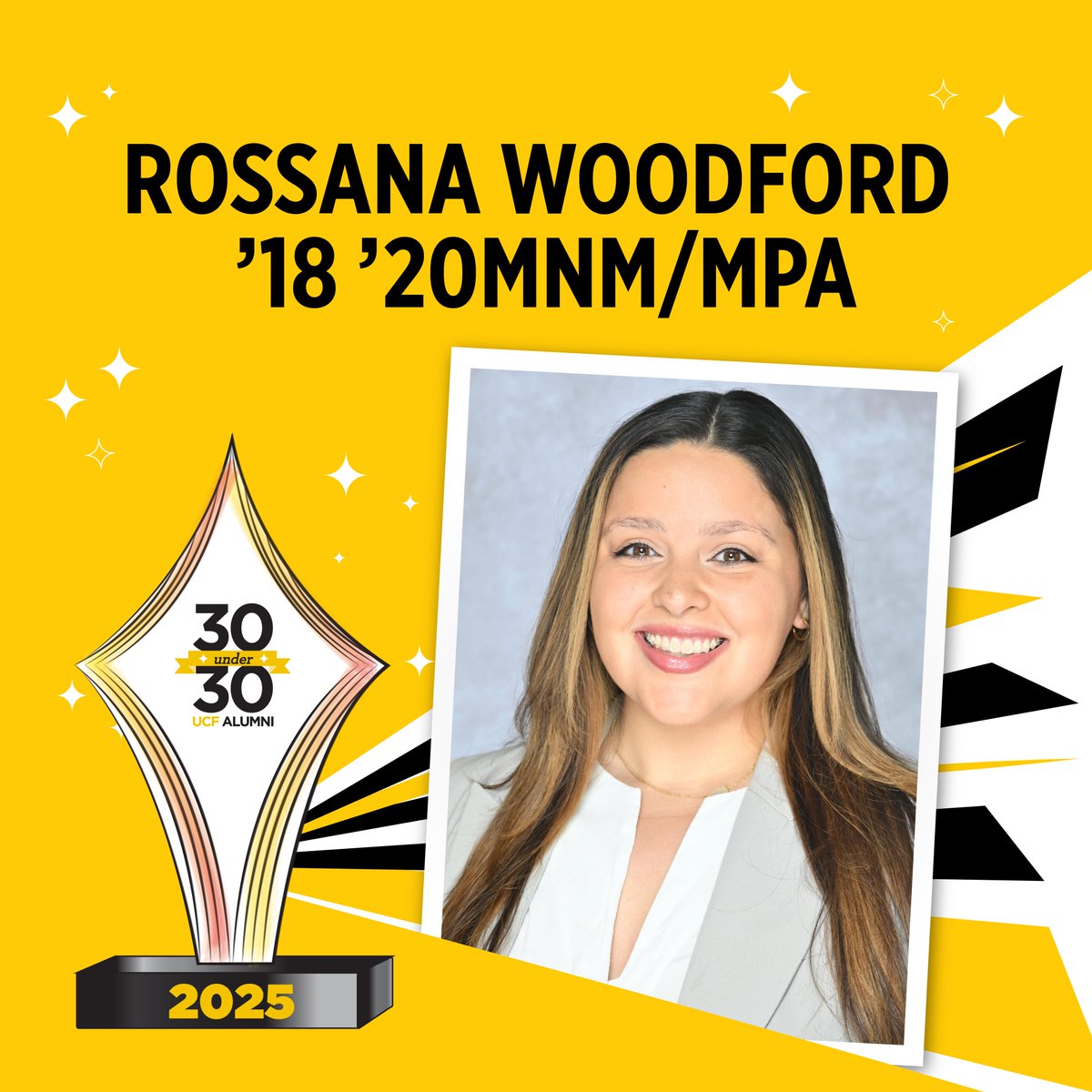 Congrats to @spa_ucf alumni Jacob Ballard, Miten Patel and Rossanna Woodford for being named to the @UCFAlumni 2025 Class of 30 Under 30! They’re shaping the future of our cities and communities by improving urban planning and public services. 🖤💛