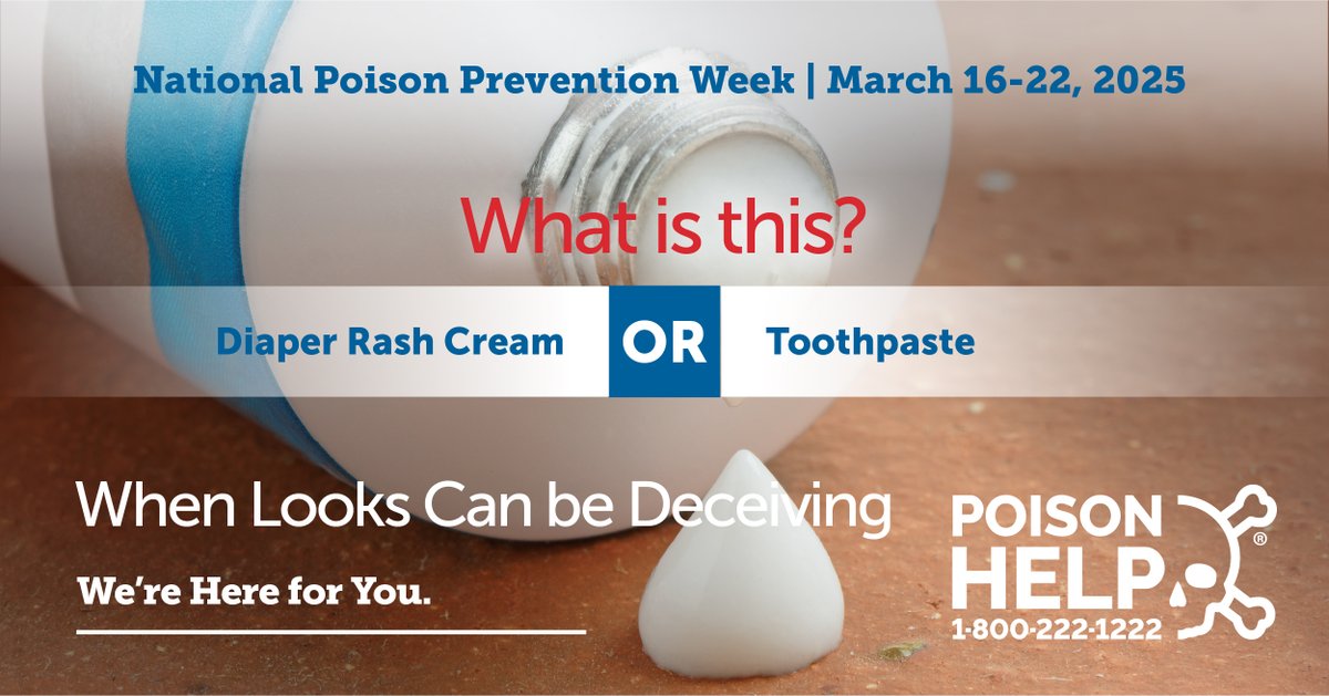 To prevent “look-alike” poisonings:
🔴 Store medications and household products
out of sight and reach of children.
🔴 Read labels carefully 
🔴 Never leave young children unattended
with medications or chemicals.
If anyone uses the wrong product, call 
1-800-222-1222. #NPPW25