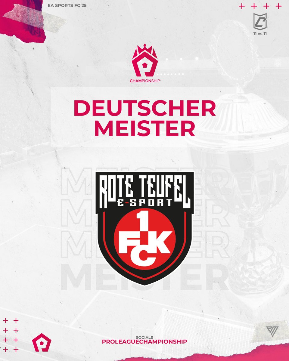 proleaguede (@proleaguede) on Twitter photo Die <a href="/Rote_Teufel/">1. FC Kaiserslautern</a> küren sich zum ersten Mal in der Vereinsgeschichte zum Deutschen Meister in der ProLeague Championship. 🏆
💥 Nächster Ligastart: April 2025
⭐ Offizielle Vereinsliga für echte Fußballvereine
#proclubs #eafc25 #proclubsfifa #eafc25clubs #bundesliga Die <a href="/Rote_Teufel/">1. FC Kaiserslautern</a> küren sich zum ersten Mal in der Vereinsgeschichte zum Deutschen Meister in der ProLeague Championship. 🏆
💥 Nächster Ligastart: April 2025
⭐ Offizielle Vereinsliga für echte Fußballvereine
#proclubs #eafc25 #proclubsfifa #eafc25clubs #bundesliga