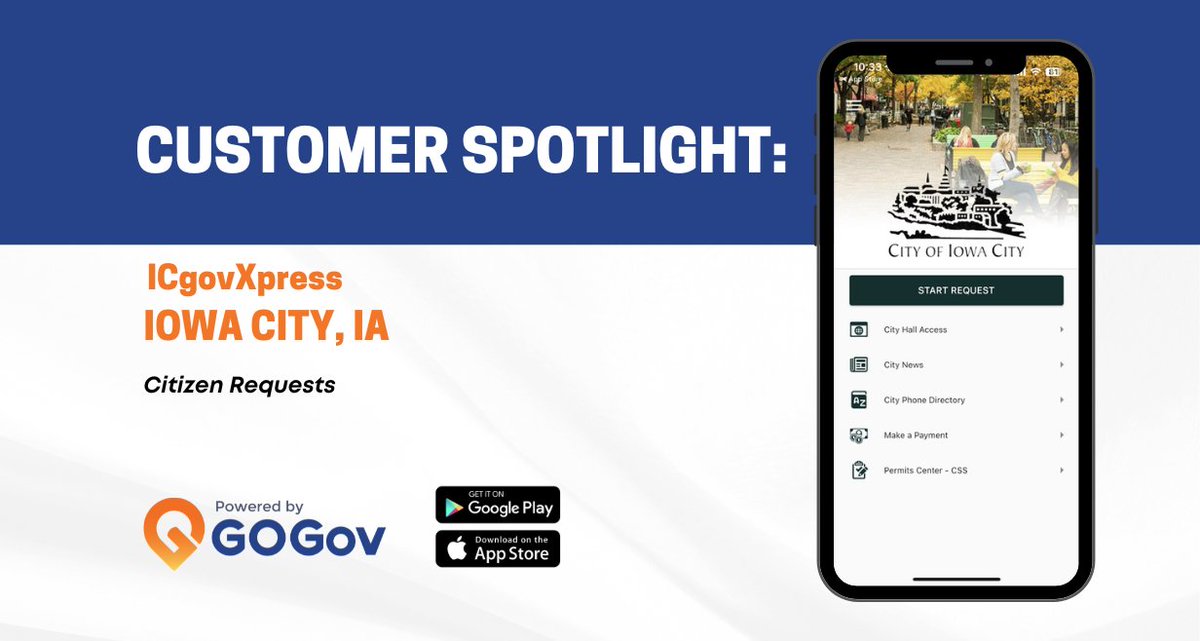 GOGovApps's tweet image. 🔎 See a problem? Snap a pic &amp;amp; submit a request! 📲 Iowa City, IA, is making it easier for residents to connect with local government using GOGov. 

Learn more: bit.ly/4iHsqdM

#311Day #SmartCities #LocalGovTech #IowaCity