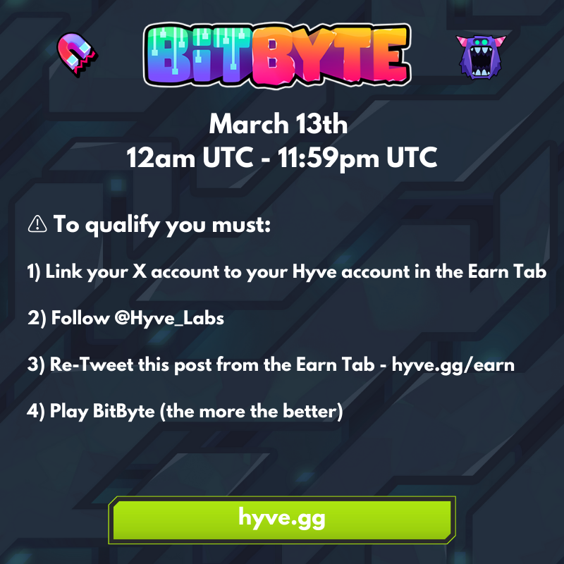 📣 NEW BitByte Competition 💰
March 13th @ 12am UTC - 11:59pm UTC

Think you’ve got what it takes? Collect gold in BitByte, climb the "Daily Total" leaderboard and complete the entry requirements to win!

🤑 Top 10 users will be rewarded. First place wins $150.