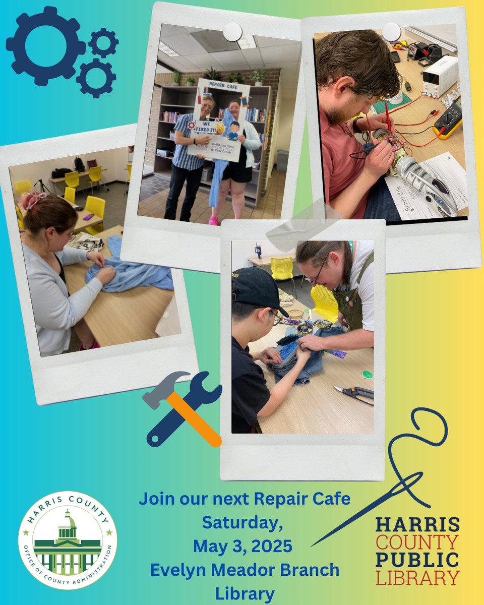 HarrisCountyOCA (@harriscountyoca) on Twitter photo This weekend OCA’s Office of Sustainability & <a href="/harriscountypl/">Harris County Public Library</a> kicked off the 1st Repair Café of 2025 with a bang (and a few hammer taps!)! From mending clothes to fixing electronics, we saw creativity, community spirit, & serious DIY skills in action. Thanks to all who joined! This weekend OCA’s Office of Sustainability & <a href="/harriscountypl/">Harris County Public Library</a> kicked off the 1st Repair Café of 2025 with a bang (and a few hammer taps!)! From mending clothes to fixing electronics, we saw creativity, community spirit, & serious DIY skills in action. Thanks to all who joined!