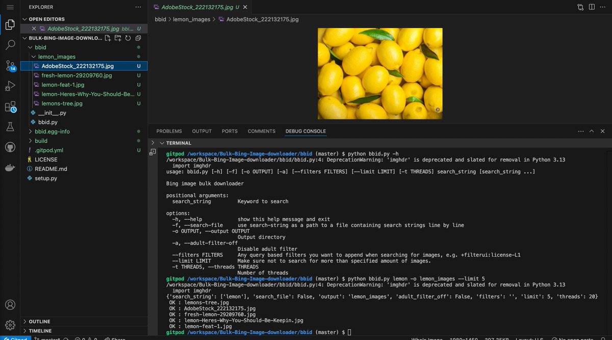 Bulk Bing Image Downloader

A simple and fast tool to automate loading images from Bing Images search results  (limit 5 is used for the example, but larger limits can be used).

github.com/ostrolucky/Bul…

#python #osint