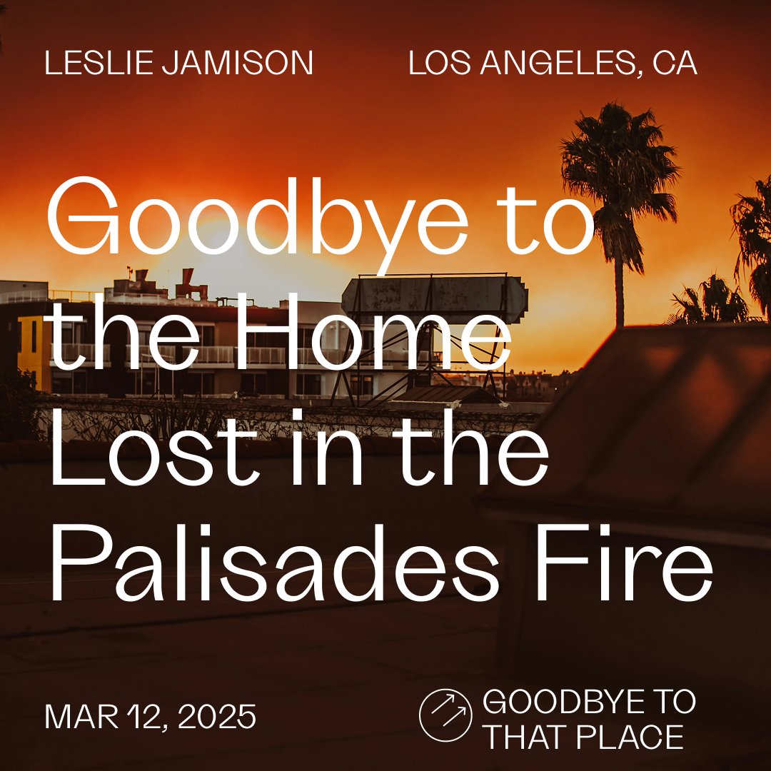 Off Assignment (@offassignment) on Twitter photo Introducing our new column—"Goodbye to That Place"—with a gut-punch of a short piece by <a href="/lsjamison/">Leslie Jamison</a> (one of OA's very first contributors!) about a home—now lost—that witnessed her childhood and adolescence in the Palisades.
Read this stunning piece here: offassignment.com/gttp/leslie-ja… Introducing our new column—"Goodbye to That Place"—with a gut-punch of a short piece by <a href="/lsjamison/">Leslie Jamison</a> (one of OA's very first contributors!) about a home—now lost—that witnessed her childhood and adolescence in the Palisades.
Read this stunning piece here: offassignment.com/gttp/leslie-ja…