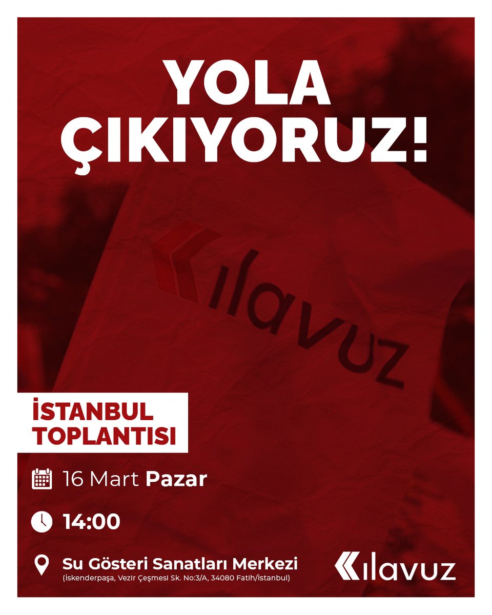 kilavuzyayin's tweet photo. YOLA ÇIKIYORUZ!

İnsanca bir yaşam istiyoruz.

Emekçilerin yönettiği, ezilen halkların barış içinde yaşadığı bir ülkeyi kurmak için İstanbul'da dostlarımızla bir araya geliyoruz.

🗓️16 Mart Pazar
🕑14:00
📍Su Gösteri Sanatları Merkezi https://t.co/pxpMrLRfgA