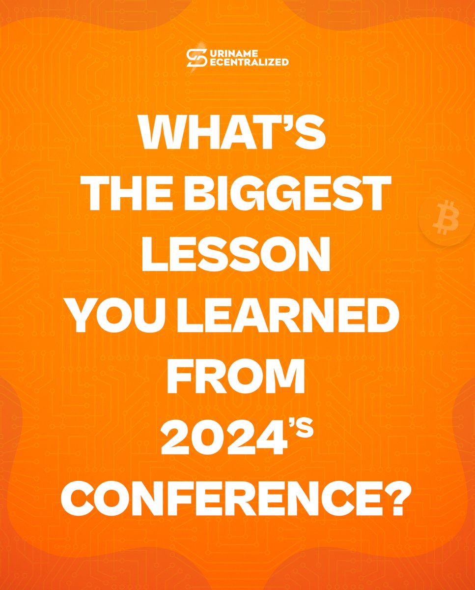 📚 Lessons learned at Suriname Decentralized 2024: The power of collaboration in the Bitcoin community, the importance of educating on decentralized finance, and how Suriname is becoming a key player in the global Bitcoin movement. 

🚀 We’re more motivated than ever to continue