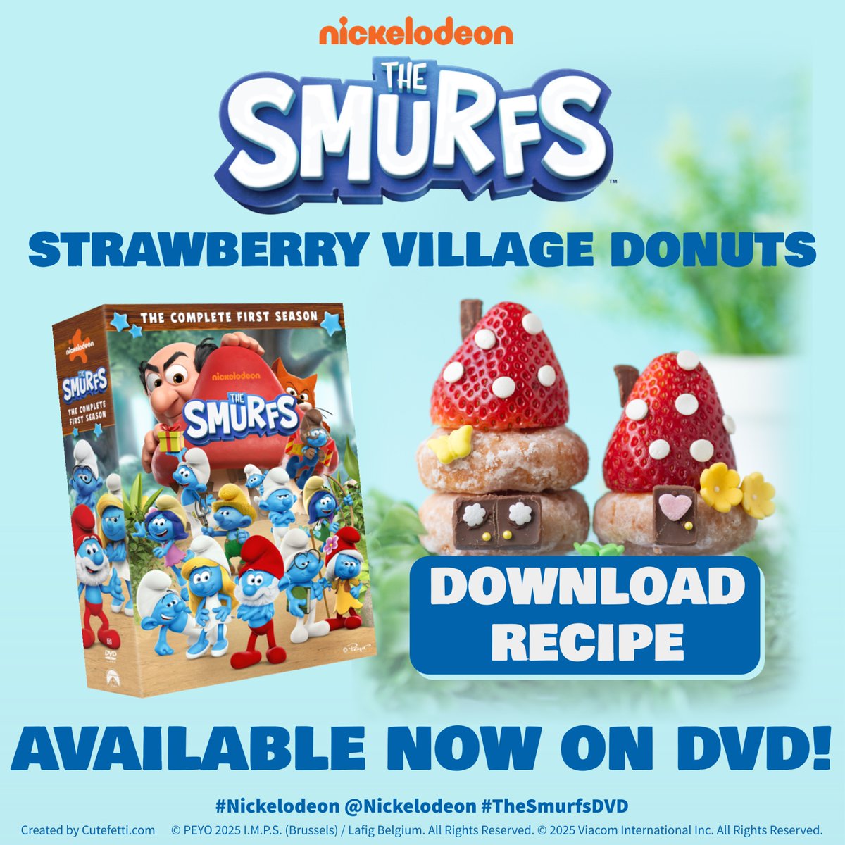 Celebrate the Smurf's enchanting adventures with this Smurf-tastic recipe for my Strawberry Village Donuts! 🍄🩵

The Smurfs: The Complete First Season is available now on DVD! 🎉

Click to download recipe ▶️ bit.ly/Smurfs_S1_Stra…