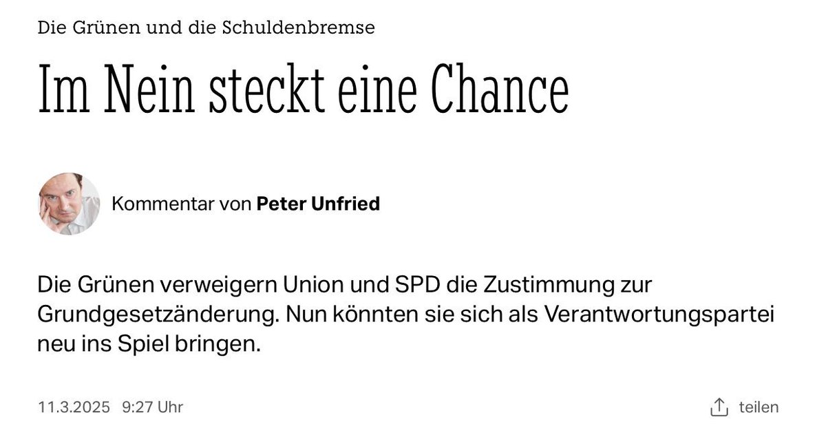 Wenn die FDP Schulden ablehnt, ist sie „Blockierer“, wenn die Grünen Schulden ablehnen sind sie „Verantwortungspartei“.
