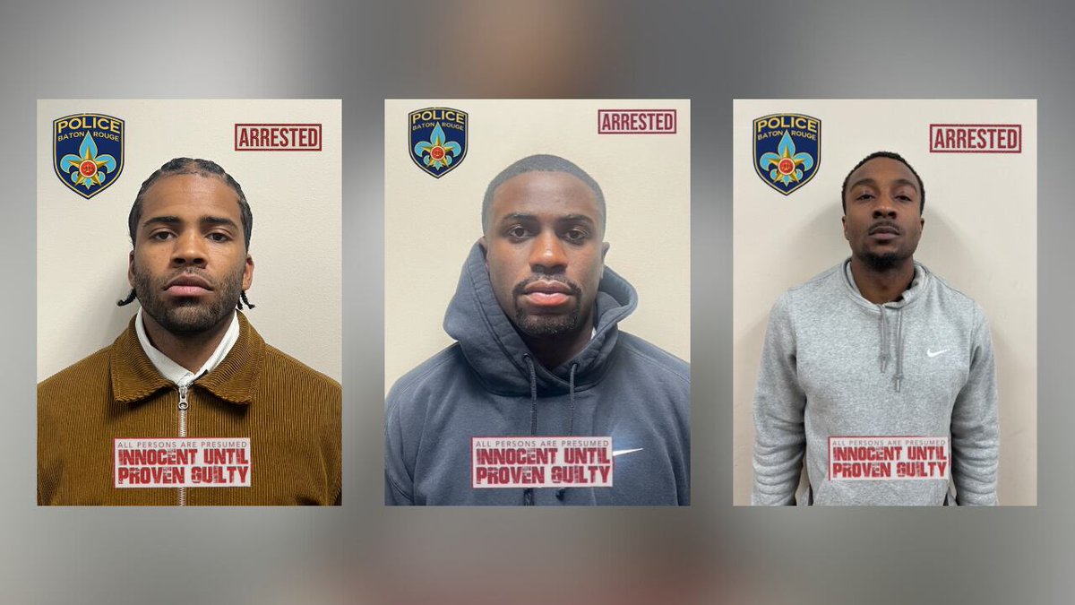 WAFB's tweet image. JUST IN: BRPD releases booking photos of all 3 Southern University hazing suspects