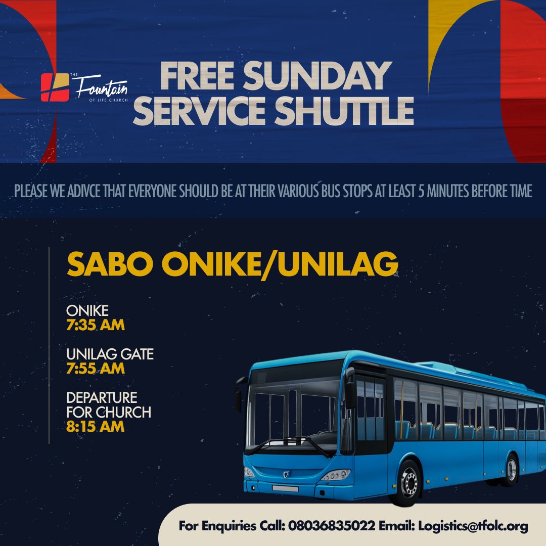 TFOLC's tweet image. Sunday Bus Service Alert! 🚌🚨
No more transportation worries on Sundays! 🙌 Our bus services will be available EVERY Sunday to bring you to church and back!
Check the slides for:
📍 Nearest bus stop
🕰️ Pickup time
No more excuses! 😉
We can’t wait to worship with you!…