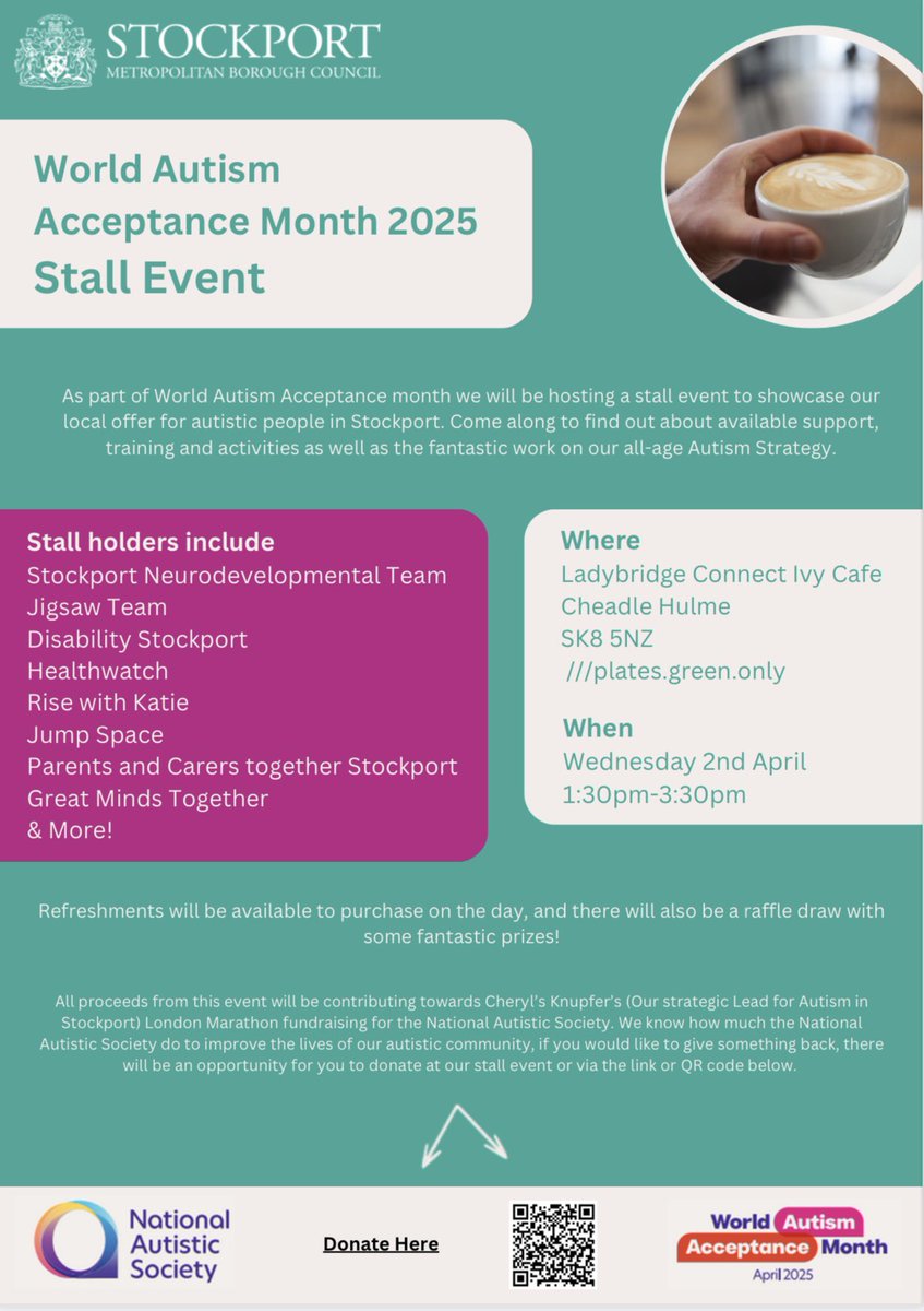 pactstockport (@pactstockport) on Twitter photo As part of World Autism Acceptance month <a href="/StockportMBC/">Stockport Council</a> are hosting a stall event to showcase their local offer for autistic people in Stockport. Come along to find out about available support, training & activities as well as the fantastic work on their all-age Autism Strategy. As part of World Autism Acceptance month <a href="/StockportMBC/">Stockport Council</a> are hosting a stall event to showcase their local offer for autistic people in Stockport. Come along to find out about available support, training & activities as well as the fantastic work on their all-age Autism Strategy.