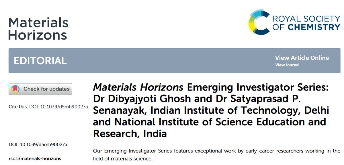 Dibyajyoti (@dibyajyoti1988) on Twitter photo Happy to share that along with <a href="/PSenanayak/">Satyaprasad P Senanayak</a> I have been featured in <a href="/MaterHoriz/">Materials Horizons</a> Emerging Investigator Series for our paper "Silver-purine MOFs for high-performance multi-terminal neuromorphic memory".
<a href="/CDFM_IITD/">Computational Design of Functional Materials</a> <a href="/Chemistry_iitd/">Chemistry_IIT Delhi</a> <a href="/iitdelhi/">IIT Delhi</a> <a href="/niser_official/">NISER</a>
pubs.rsc.org/en/content/art… Happy to share that along with <a href="/PSenanayak/">Satyaprasad P Senanayak</a> I have been featured in <a href="/MaterHoriz/">Materials Horizons</a> Emerging Investigator Series for our paper "Silver-purine MOFs for high-performance multi-terminal neuromorphic memory".
<a href="/CDFM_IITD/">Computational Design of Functional Materials</a> <a href="/Chemistry_iitd/">Chemistry_IIT Delhi</a> <a href="/iitdelhi/">IIT Delhi</a> <a href="/niser_official/">NISER</a>
pubs.rsc.org/en/content/art…