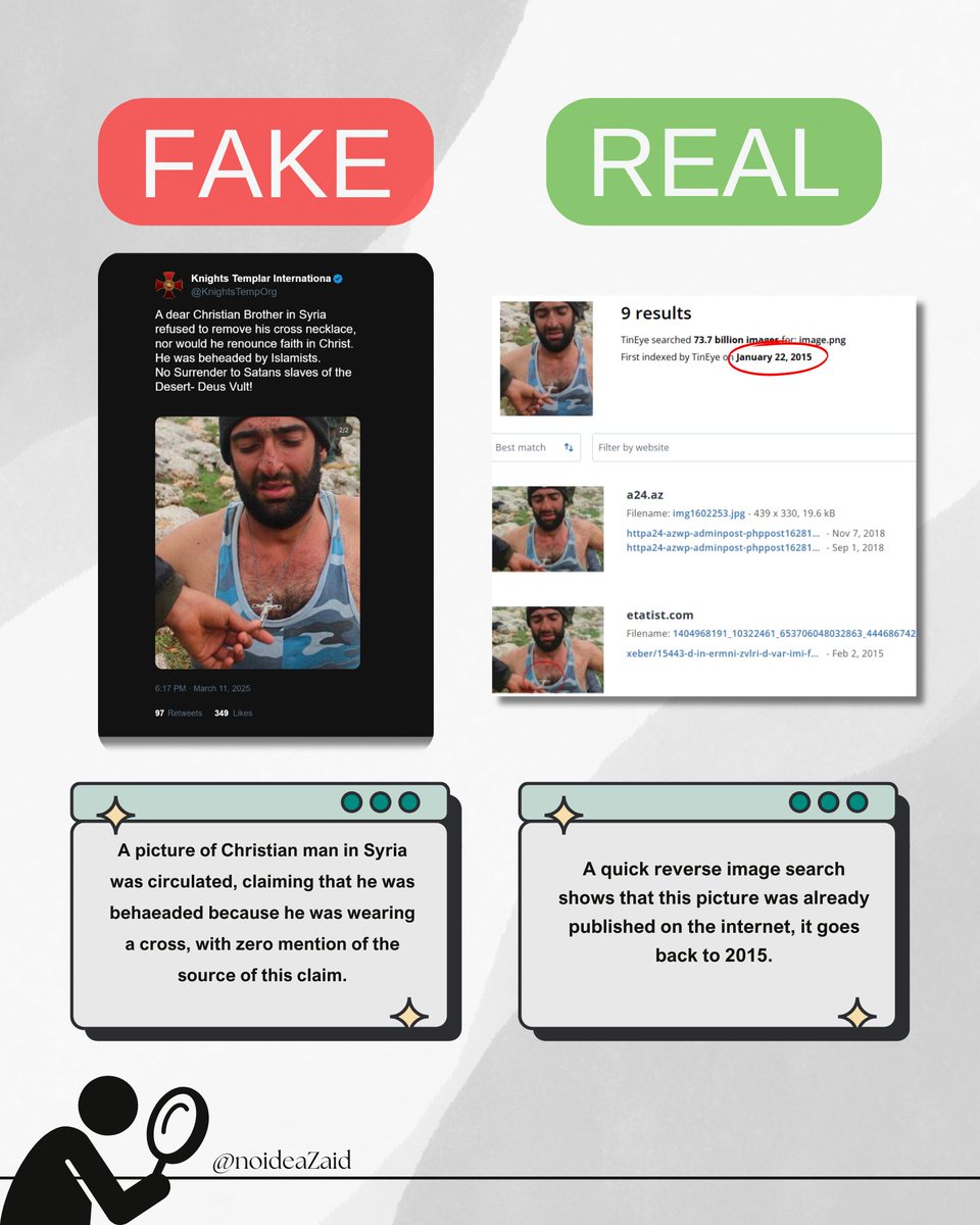 noideaZaid's tweet image. The misleading information about a &apos;Christian Massacre&apos; continues, as we see again an old photo being used and published everywhere.
#FactCheckSyria 
#Syria