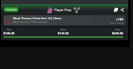 thedaybettor's tweet image. $9 in 60 seconds with @OddsJam mobile alerts 💸
Micah Thomas over 13.5 Pts - Win $142.56 on BetOpenly, give $133.16 on Rebet = $9.40 profit
Under - Win $115.79 on Rebet, give $106.39 on BetOpenly = $9.40 profit
oddsjam.com/?ref=thedaybet…
Code: WINNING