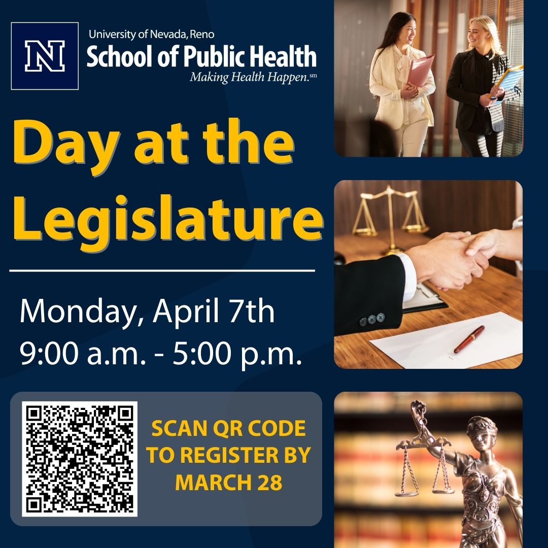 SPH students! 
Come down to Carson City and experience Nevada State Legislature on Monday, April 7th from 9 a.m. - 5 p.m.
Join legislators in the Senate and Assembly chambers and observe legislative committee meetings.
Lunch included!
Register to go by Friday, March 28th.