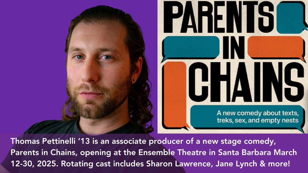 🎭 <a href="/EmersonAlumni/">EmersonAlumni</a> Spotlight: Thomas Pettinelli '13 is a producer on the new stage comedy #ParentsInChains. It follows 6 LA parents texting as their teens drive home from SF with a hurricane looming. Playing from 3/12-30 <a href="/etcsb/">Ensemble Theatre Company of Santa Barbara</a>. More info: etcsb.org/production/par…
<a href="/TAPettinelli/">Thomas Pettinelli</a>