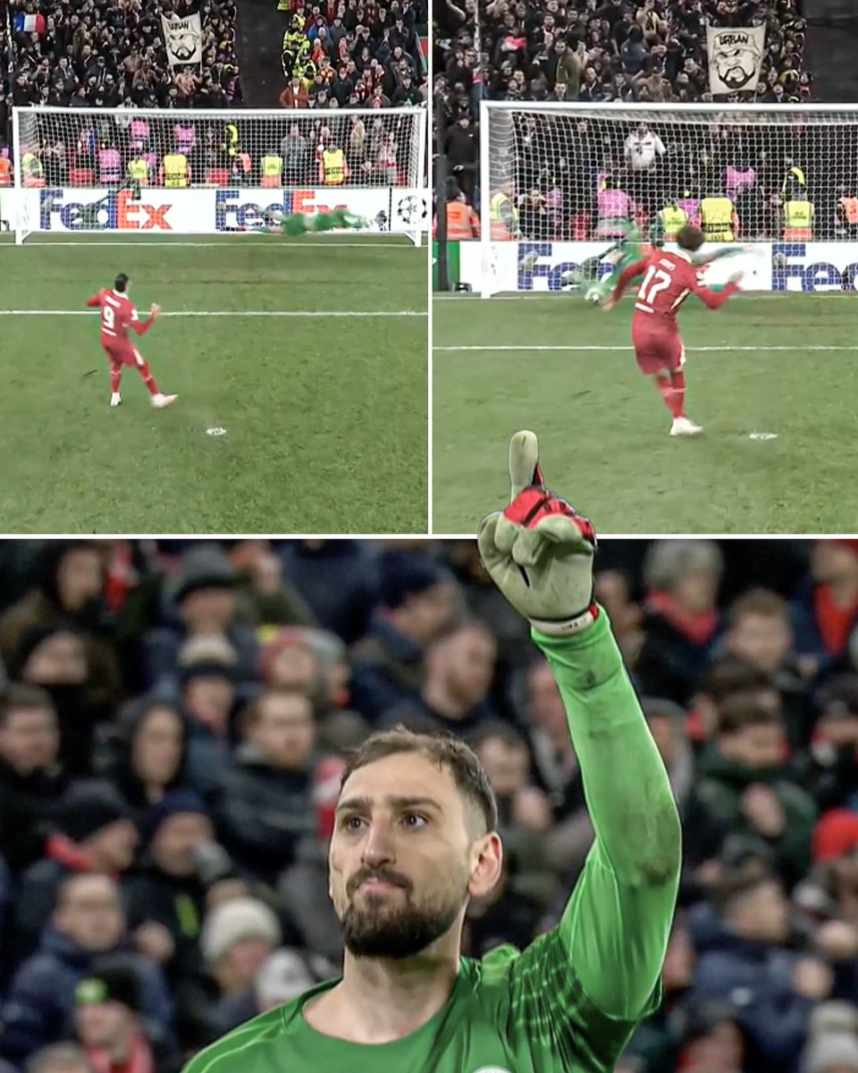 ESPNFC's tweet photo. GIANLUIGI DONNARUMMA WITH AN UNREAL 2ND LEG WHICH INCLUDED TWO PENALTY SAVES ON DARWIN NUNEZ AND CURTIS JONES!

HE ROSE TO THE OCCASION! 😤👏 https://t.co/PhlyenXmO1
