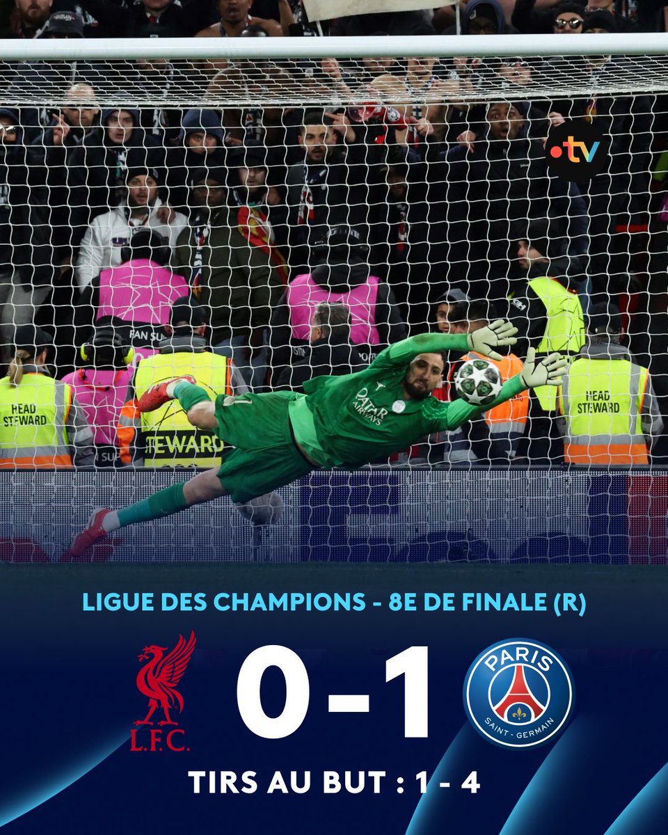 francetvsport's tweet photo. ⭐ #UCL | 🤯 LE PSG SE QUALIFIE AUX TIRS AU BUT !

😤 Grâce à un grand Gianluigi Donnarumma (deux pénalties arrêtés), c’est le PSG qui décroche son ticket pour les quarts de finale ! 

🤩 Ce choc entre deux des meilleures équipes au monde aura livré toutes ses promesses ! https://t.co/F013ZeG7bo