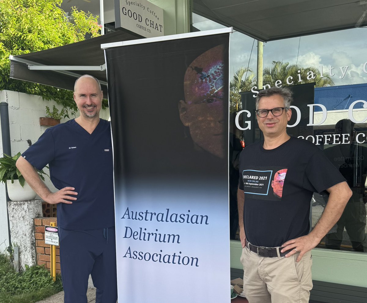 EelesEamonn's tweet image. Happy #WDAD2025 from Brizzie from @andyteodorczuk @EelesEamonn. Is the full caffeination and a ‘Good Chat’ a delirium prevention strategy?
