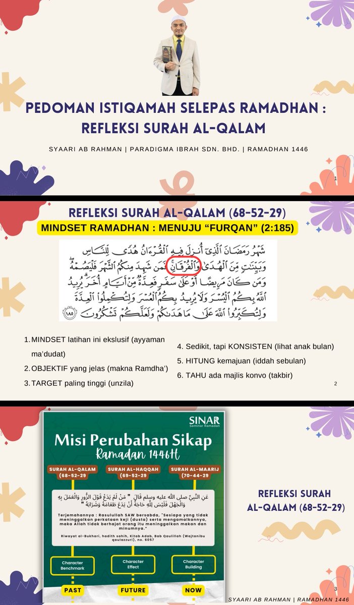 tinybaby67's tweet photo. Membina Karakter dengan Surah al-Qalam – SINAR 1446H

Ramadan bukan sekadar menahan lapar dan dahaga, tetapi perjalanan membentuk peribadi. 

Persoalannya—adakah kita benar-benar berubah selepas ia berlalu?

3 Ibrah Penting daripada Surah al-Qalam: https://t.co/gKfyWF5TUn