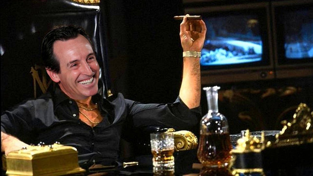 Emery to knock out Brugge, then knock out his old club PSG in the quarterfinals, then knock out his old club Arsenal in the semis, then beat Bayern for a second time this season in their own backyard in the final. It’s written… #avfc 🟣🔵