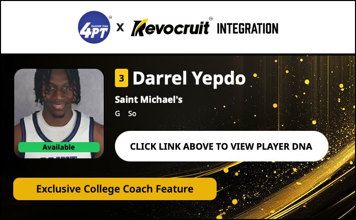 CBB Transfer Portal Spotlight

Darrel Yepdo
6'0" 180
Guard
Saint Michael's 

2023-24 Stats (29 Games):
📊 15.5 PPG, 3.7 RPG, 3.9 APG, 42.1 FG%

Coach Exclusive Revocruit Player DNA:
🔗 applink.revocruitathlete.com/player/19054

#TP4PT #TransferPortal