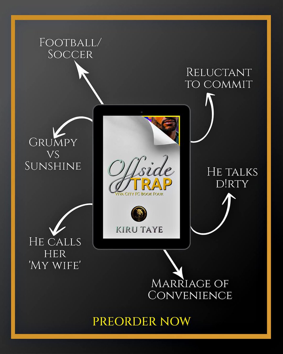 ✨TROPE REVEAL✨
Offside Trap, out May 2025. I can't wait for you to fall in love with Diaye &amp; Seki

Preorder kirutaye.com/offside-trap

⚽ Sports romance
💍 Marriage of convenience
🌞 Grumpy/sunshine
💘 Reluctant to commit/He calls her ‘my wife’
💦 He talks dirty
📍 🇳🇬 and 🇬🇧